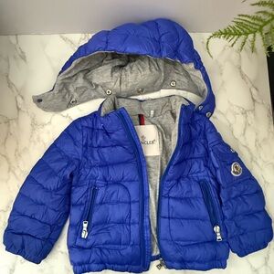 Moncler Kids Vibrant Blue Hooded Puffer Jacket